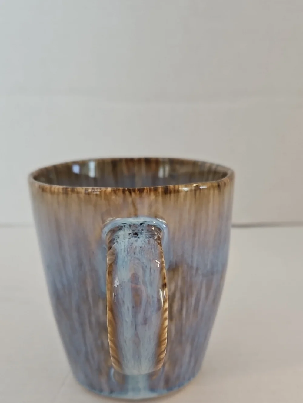 Crate&Barrel Julo Blue and Brown Reactive Glazed Ceramic Coffee Tea Mug